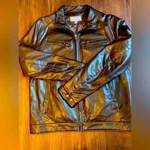 Michael Kors men’s black faux leather jacket size large